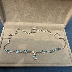 SOLD  topaz and diamond necklace 14kt